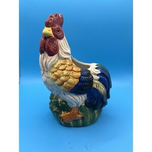 Vintage ALCO INDUSTRIES‎  Ceramic Chicken Rooster Utensil Holder Planter 6.5"